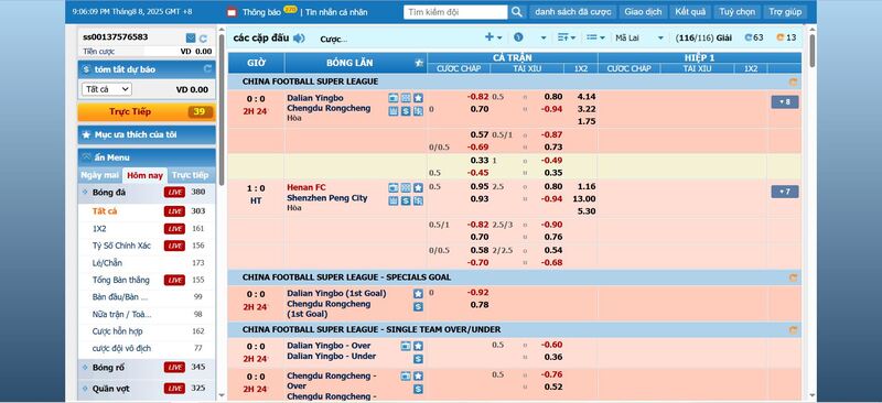Tham gia cá cược kèo Handicap tại BK8 nhanh chóng